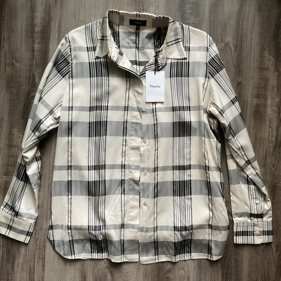 Theory Classic Menswear Plaid Shirt NWT size Small - Picture 2 of 5